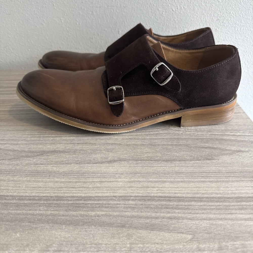 La Milano Albin Monk Strap Mens Sz 12 Cognac Leather Cap Toe Dress Shoes A11641